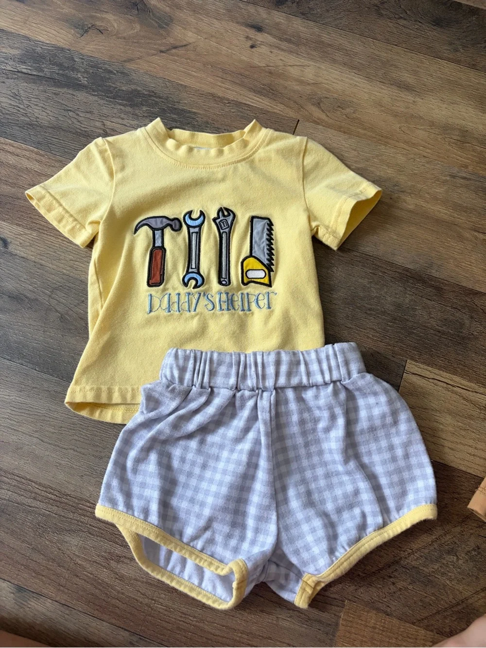 Yellow Tool Graphic Kids Matching Set - Top & Shorts